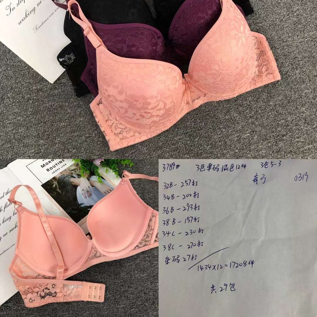 Nuevo comercio exterior europeo y americano ropa interior de dama confortable sujetador de encaje con anillo de acero fabricantes de sujetadores de esponja al por mayor
