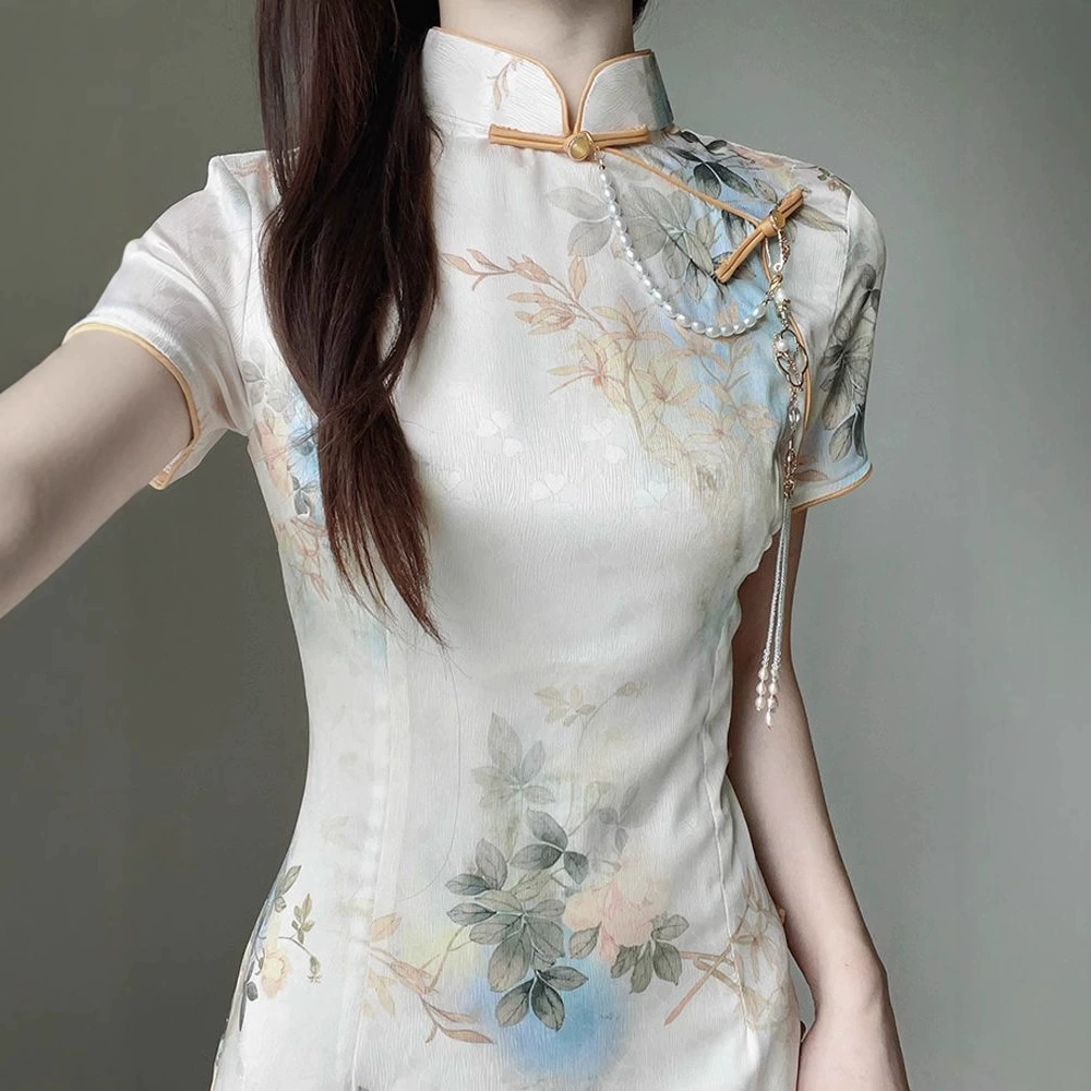Новое супер-фея в китайском стиле, Cheongsam, лето 2024, новое модное и элегантное платье в молодом стиле