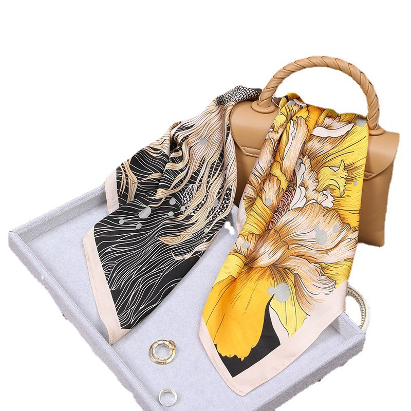Fashionable scarf, universal silk retro neckerchief, high-quality style, thin weaving