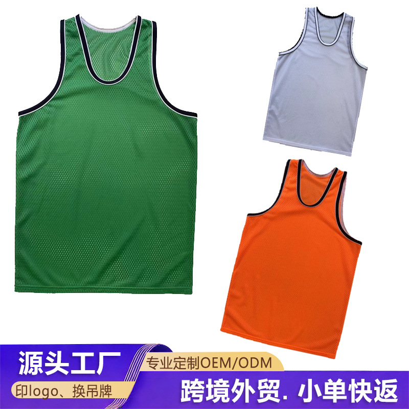 American-style tank top basketball jersey T-shirt for men and women, sleeveless, large mesh, sports running shirt, quick-dry, breathable, color-blocked jersey