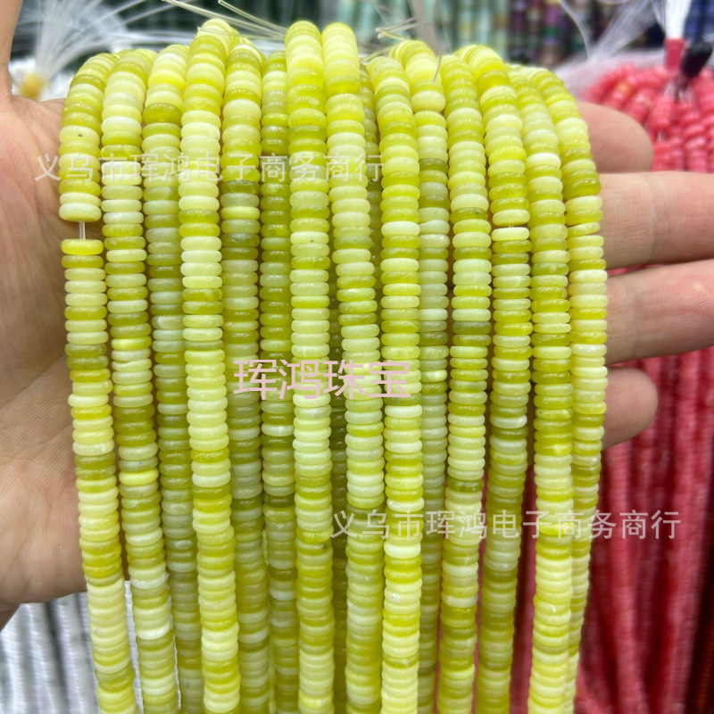 天然石2*6mm亚马逊算盘珠虎眼圆片散珠diy饰品配件定位珠隔片串珠|undefined