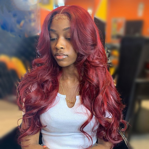 AliExpress European and American foreign trade wig for women burgundy long curly hair big wave wig headgear supports overseas shipping
