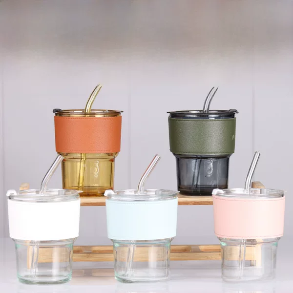 Net red creative bamboo cup glass suction tube cup small gift milk tea cup coffee cup opening activity gift cup wholesale