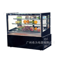 直角玻璃台式黑色展示柜蛋糕水果保鲜冰箱冷藏桌上型冰柜110V60HZ