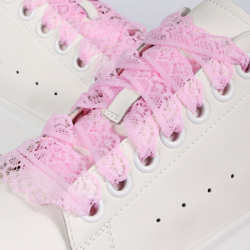Lace shoelace DIY ballet style cute girl accessory white silk lace edge shoelace