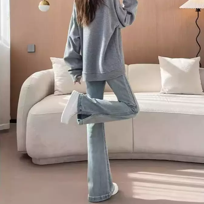 开叉喇叭牛仔裤子女2025新款爆款秋装高腰马蹄微喇小个子春秋薄款