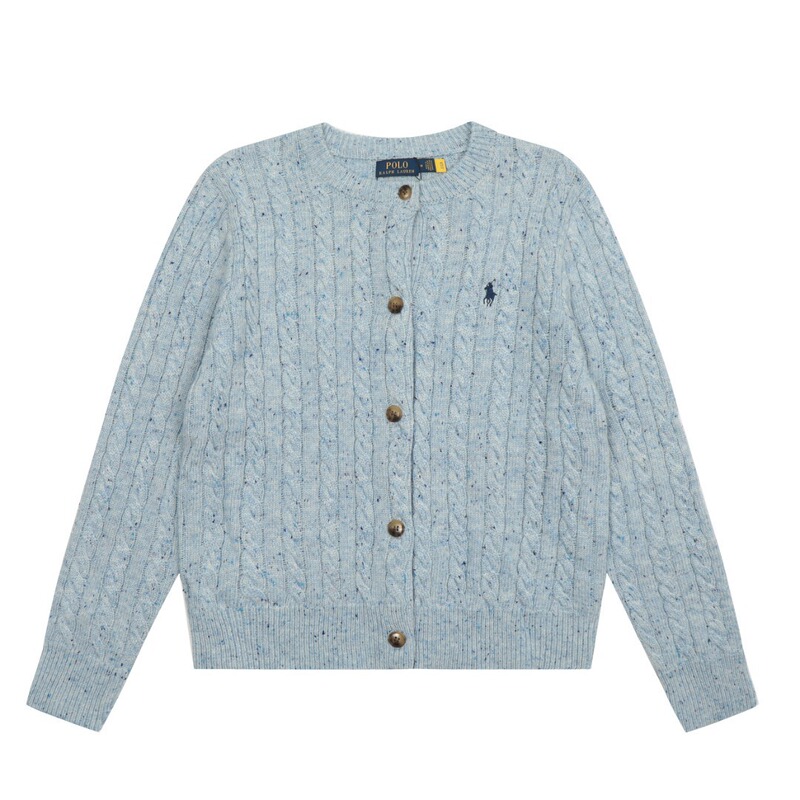24 Ralph Lauren Wool Blend Embroidered Logo Cable Knit Cardigan with 3D Embroidery Design