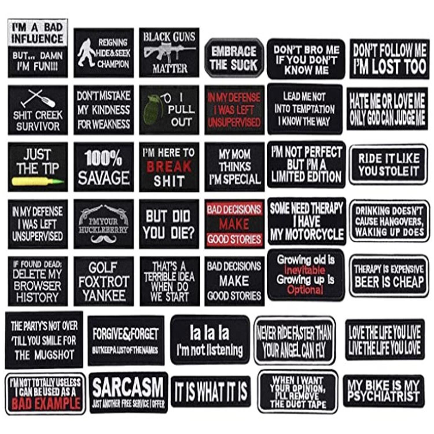 跨境新徽章補丁刺繡patch 布貼刺繡黑白色英文布貼英文字母長方形