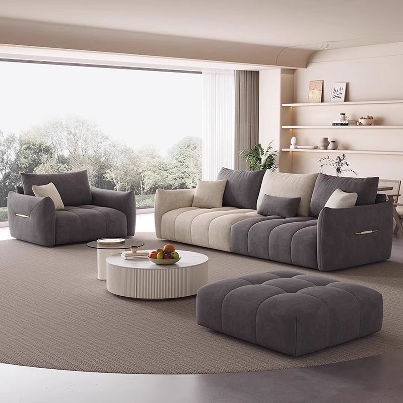 Italian Minimalist Suede Sofa Living Room Small Apartment Large Three or Four Person Modern Simple Color Matching Straight Sofa