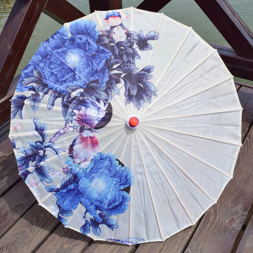 Guochao Retro Immortal Atmosphere Ancient Costume Hanfu Silk Rain Umbrella Decor Ceiling Dance Performance Oil Paper Umbrella Ancient Style Umbrella Batch