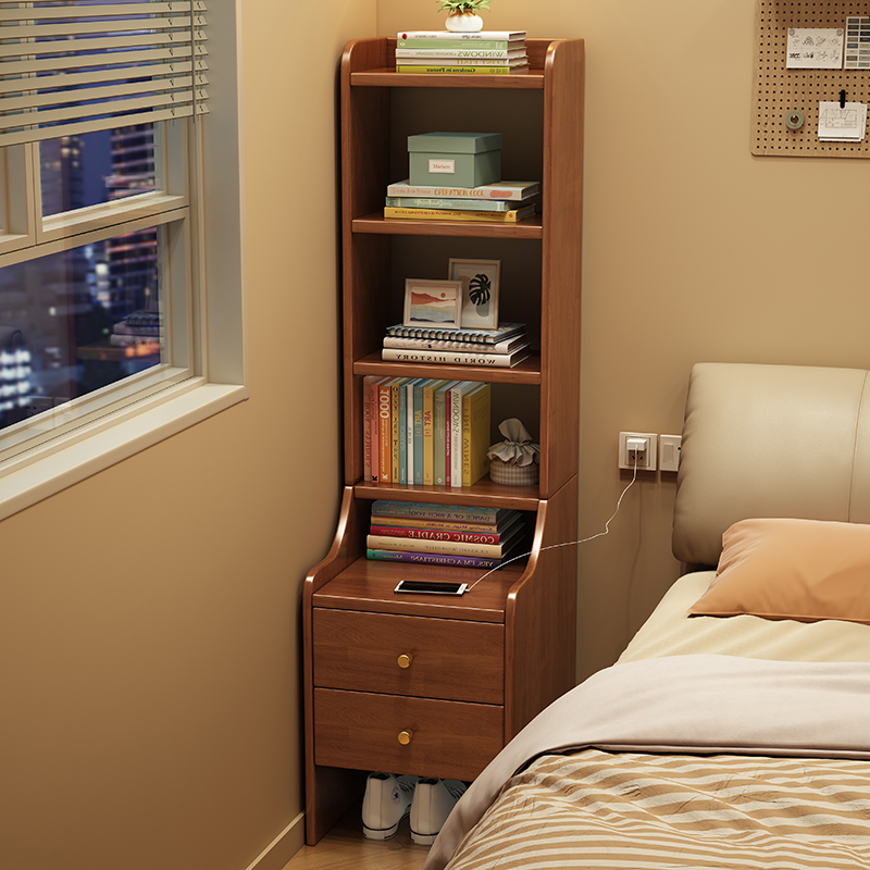 Tabernita de madera maciza moderna y simple estante de almacenamiento integrado armario doméstico pequeño estante de almacenamiento junto a la cama