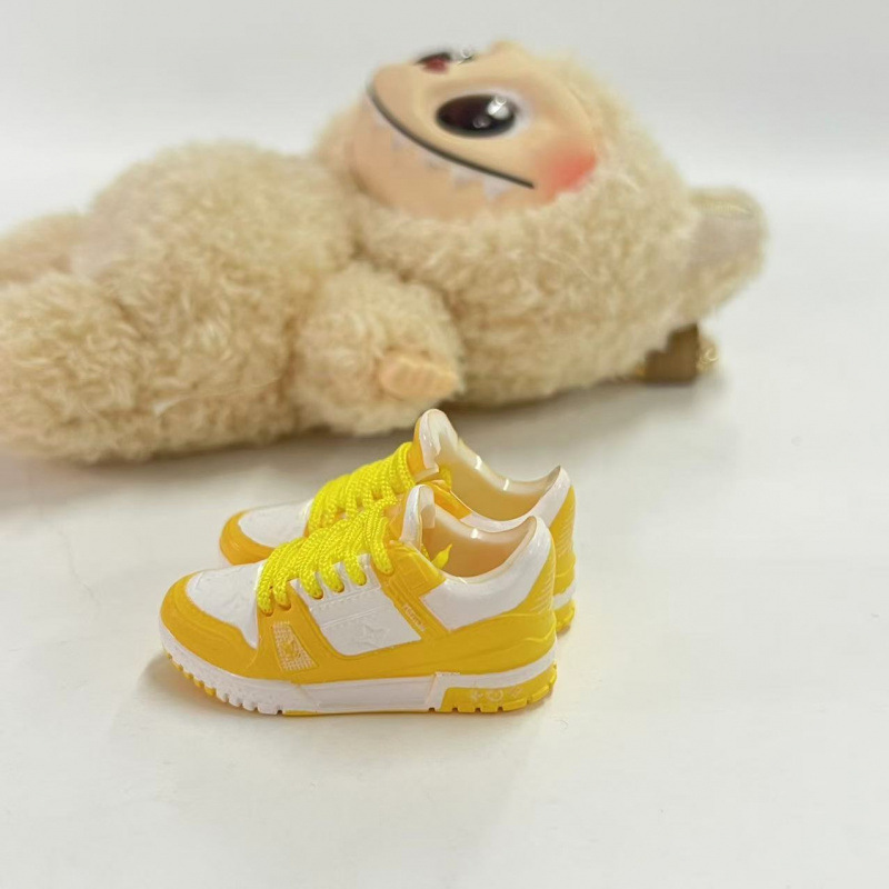 LABUBU Zapatos Rabu Ropa de bebé 17cm felpa vinilo bolso de muñeca colgante para zapatos desnudos caja ciega