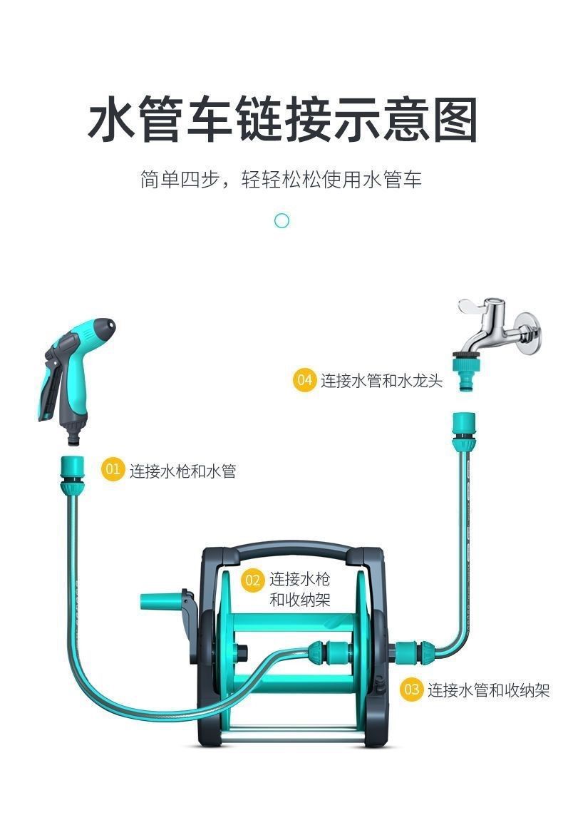 Suitable for car washing household watering water pipe storage high pressure nozzle suit garden watering tools easy to handle housework