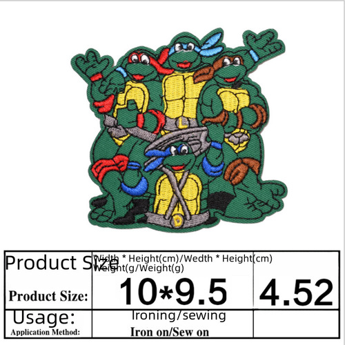 Amazon AliExpress Ninja Turtles Multiple Children's Cartoon Embroidered Fabric Stickers Manufacturer Wholesale