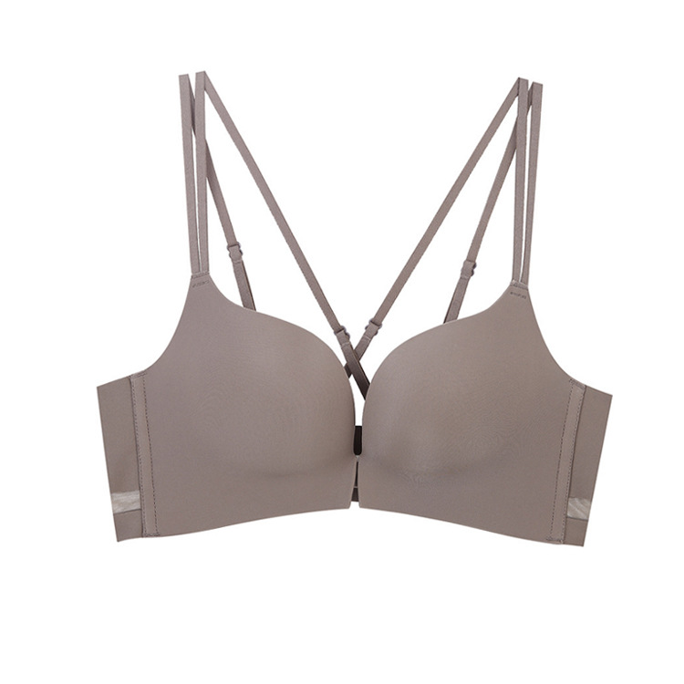 Hebilla frontal brillante diseño sin costuras sexy volver ropa interior cómodo inalámbrico pequeño pecho empuja hacia arriba el sujetador 2831