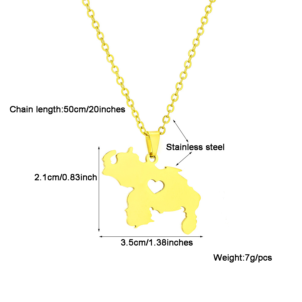 Simple Style Map Customization Laser Engraving Titanium Steel Unisex Pendant Necklace More Offers in APP