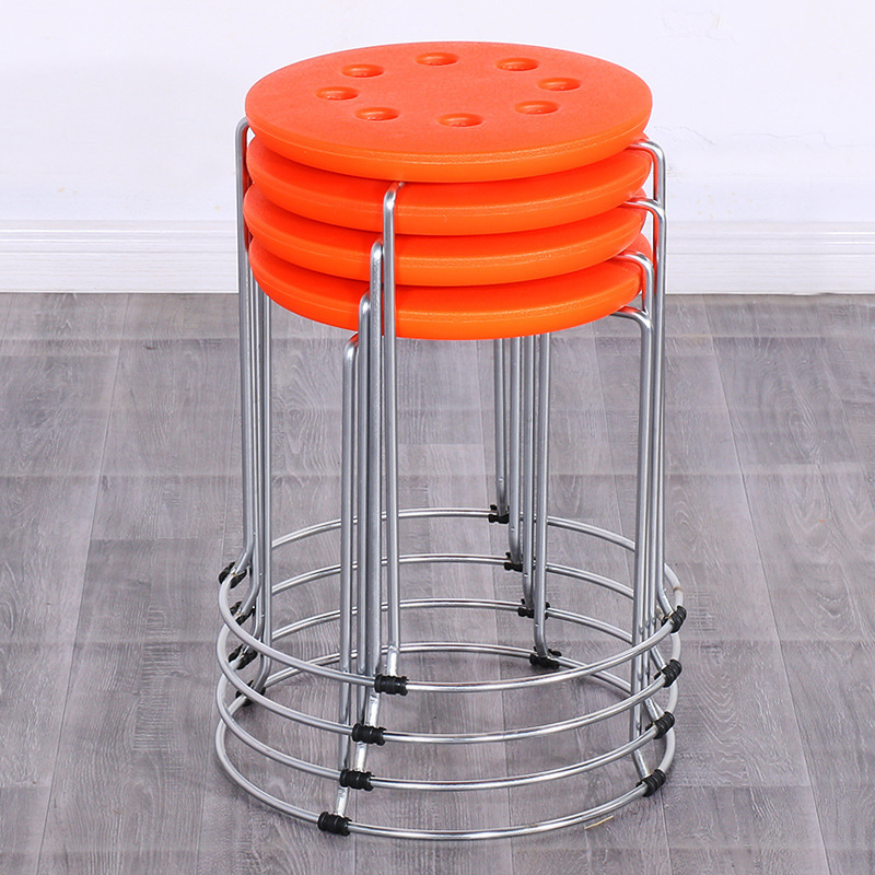 Taburetes redondos de madera sólida taburetes de acero inoxidable taburetes caseros apilables taburetes de hierro forjado dormitorio taburetes de comedor para adultos