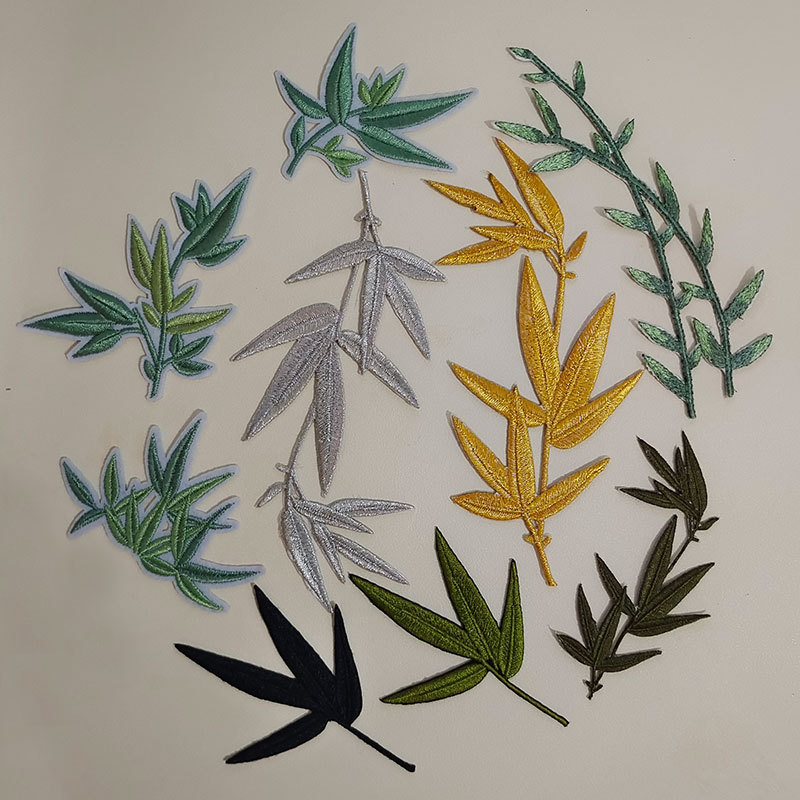 새로운 자수 천 스티커, 중국 스타일 대나무 자수 스티커, 골동품 스타일 패치 스티커, Hanfu 부채 패턴 치파오 장식 스티커