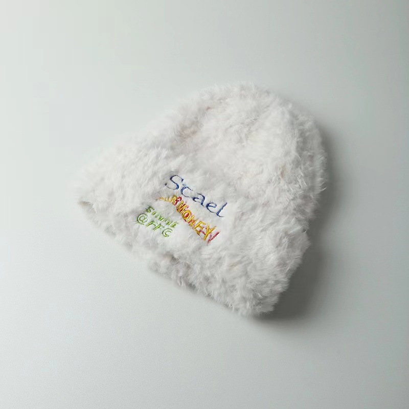 Gorro de felpa para mujer, versión coreana, tejido grueso y cálido, con cara visible, ideal para otoño e invierno._voghion.com