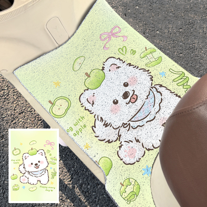 Electric Vehicle Wire Loop Foot Mats, Cute Cartoon Design, Customizable, Scratch-Resistant, Wear-Resistant, Non-Slip Foot Pads