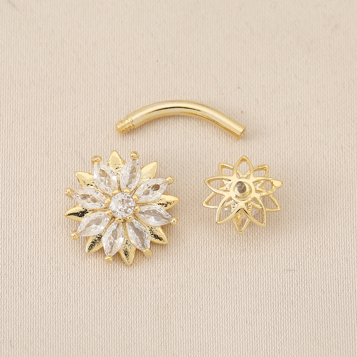 Diamond-encrusted Navel Stud For Women, Elegant Belly Button Ring_voghion.com