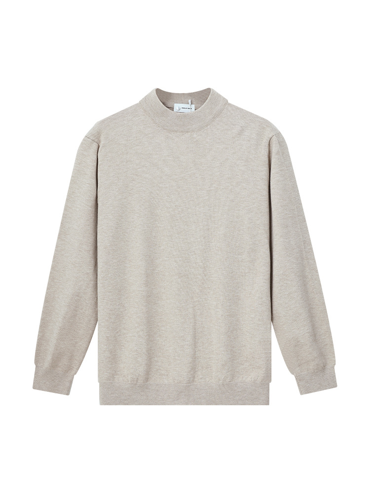 Otoño y invierno nuevo cuello medio alto con suéter de lana para hombre perezoso, delgado y cálido con camiseta de punto para hombre