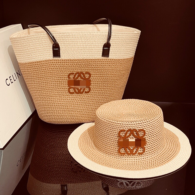 2026 Luo Wei Jia Woven Hollow-Out Tote Bag Summer Straw Bag Large Capacity Vacation Bag Straw Hat Set 2026 Luo Wei Jia Woven Hollow-Out Tote Bag Summer Straw Bag Large Capacity Vacation Bag Straw Hat Set