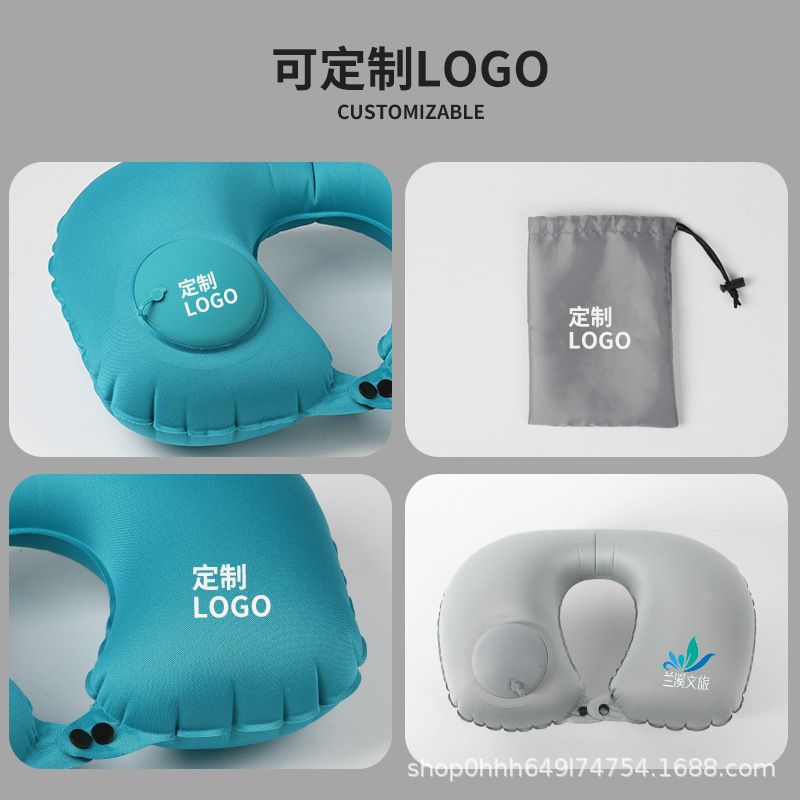 Almohada inflable, almohada para el cuello portátil de viaje, almohada en forma de U inflable, almohada para el cuello de tres tesoros de viaje, almohada para el avión