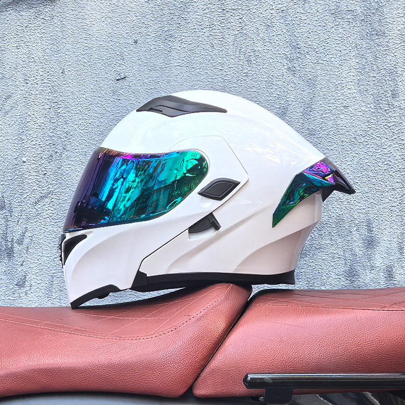 Casco de motocicleta Orz, casco, casco, doble lente, cola grande, motocicleta, casco de carrera, casco, hombres y mujeres, calor de invierno