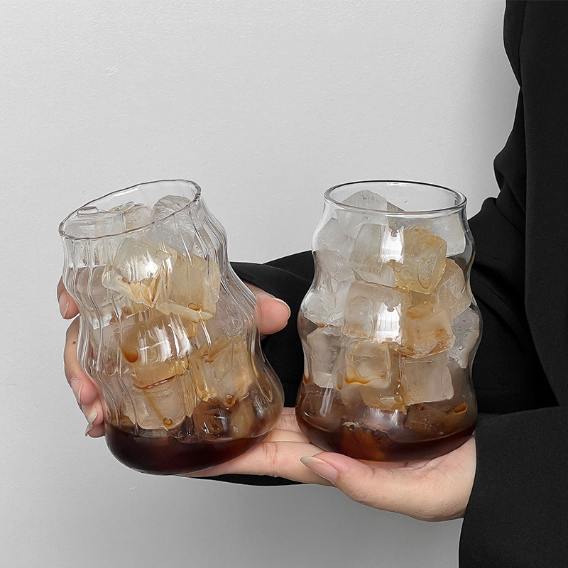 Taza de nube de vidrio con alto contenido de borosilicato, taza simple y gruesa de una sola capa, taza de bebida de jugo, taza de vidrio regordete de alto valor