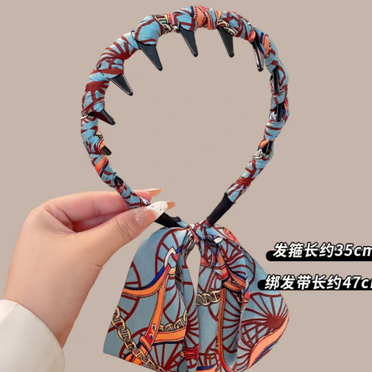 # 169 blue flower wavy hairband