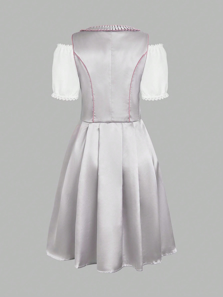 Set gonna stile cameriera donna vestito con spalline moda europea_voghion.com