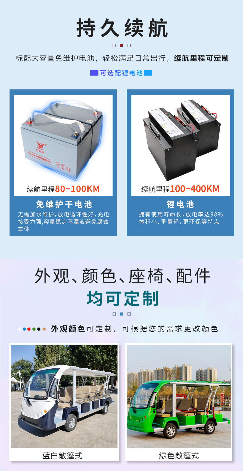Electric Sightseeing Car, Four-Wheeled Tourist Vehicle, Small Electric Vehicle for Tourist Areas, Airport Shuttle Bus, Park Patrol Electric Vehicle, Battery-Powered Sightseeing Car