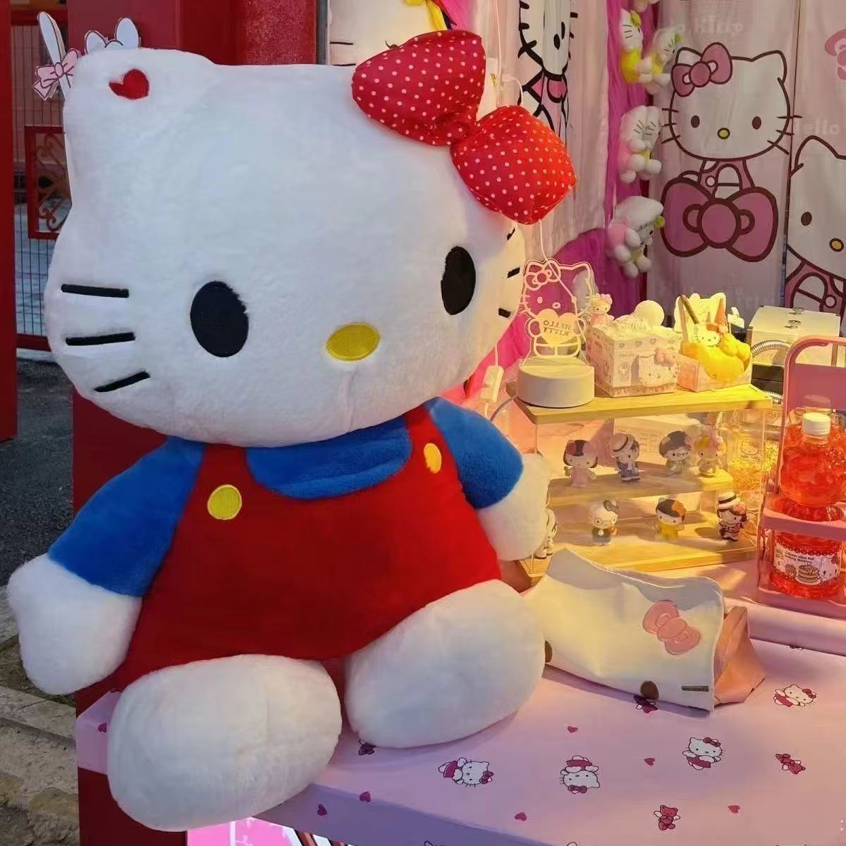 Hello Kitty plush toy KT cat with bow, large sleeping pillow doll