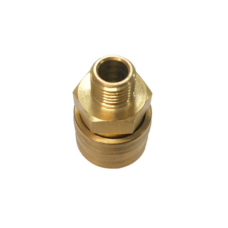 气动工具配件空压机配件德式1/4PT外螺纹全铜快速接头