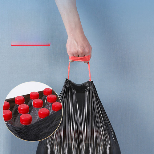 Brand new material drawstring garbage bag household thickened kitchen home portable vest style tear-free drawstring garbage bag