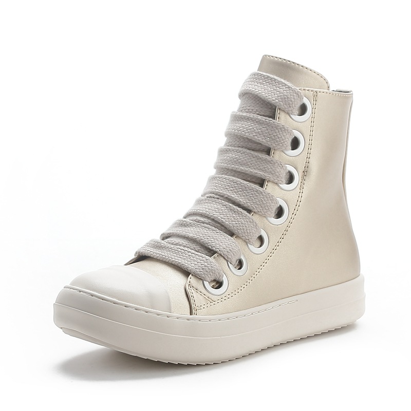 24 Frühling und Herbst Neue europäische und amerikanische grenzüberschreitende Paar High Top Schuhe Dicke Unterseite Schnürung Seitlicher Reißverschluss Damenschuhe_voghion.com