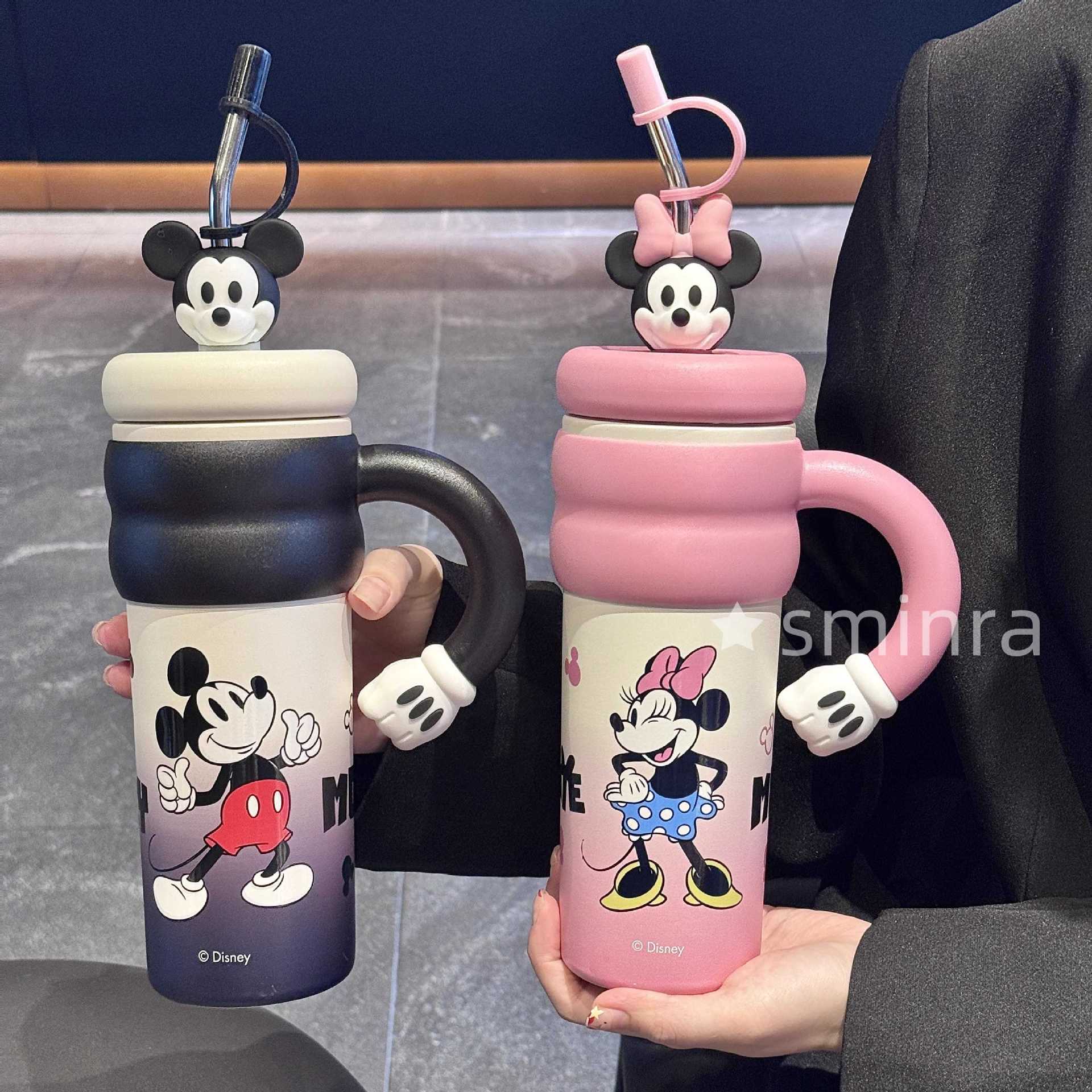 Taza de aislamiento Mickey de alto valor facial, taza de paja de bebida para hombres y mujeres, taza de oficina de hielo, taza de estudiantes de gran capacidad