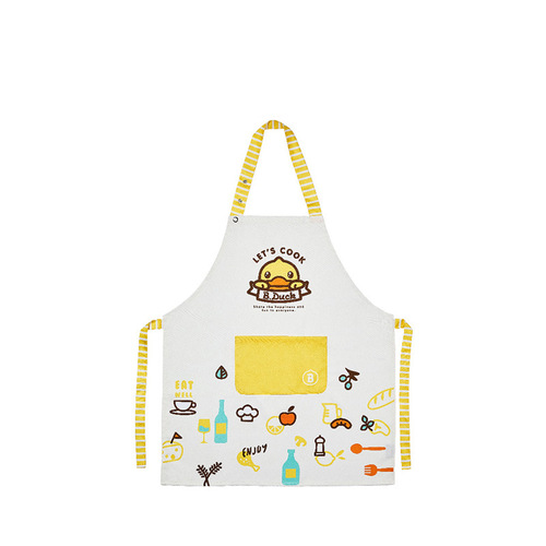 Chef Da Huang B.Duck Little Yellow Duck Co-Branded Bib with Neck Strap Design, Household Apron, and Stain-Resistant Large-Capacity Storage Pouch