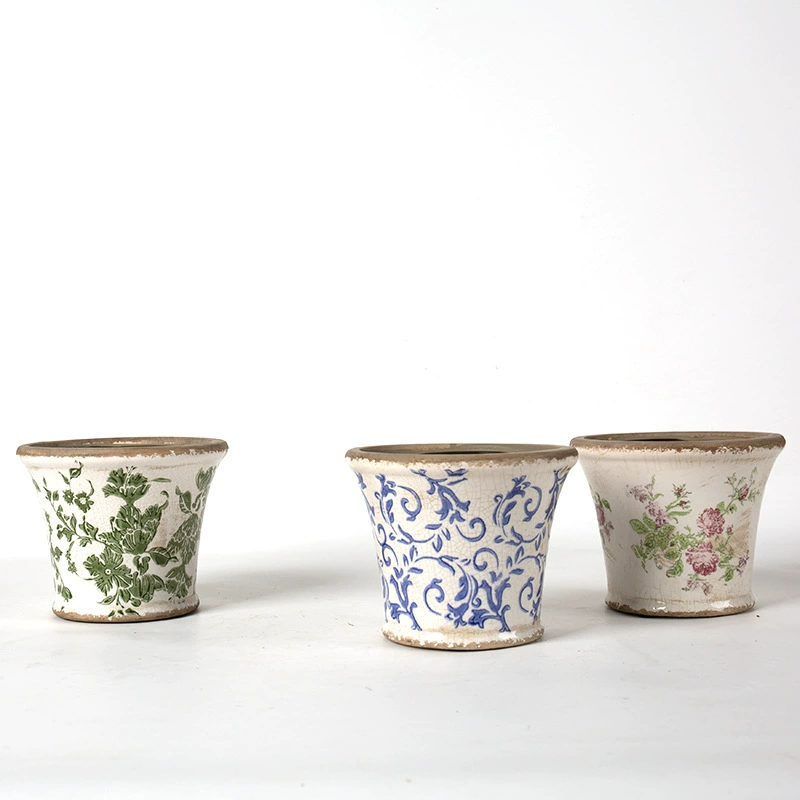 Американский кантри Ретро подглазурная ледяная трещина глазурь керамический цветочный горшок зеленый горшок для растений синий и белый горшок классическое домашнее мягкое украшение
