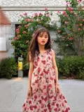 Girls 'dress Summer 5D printed sleeveless strap dress Girls' dress Feminine simple dress Princess dress