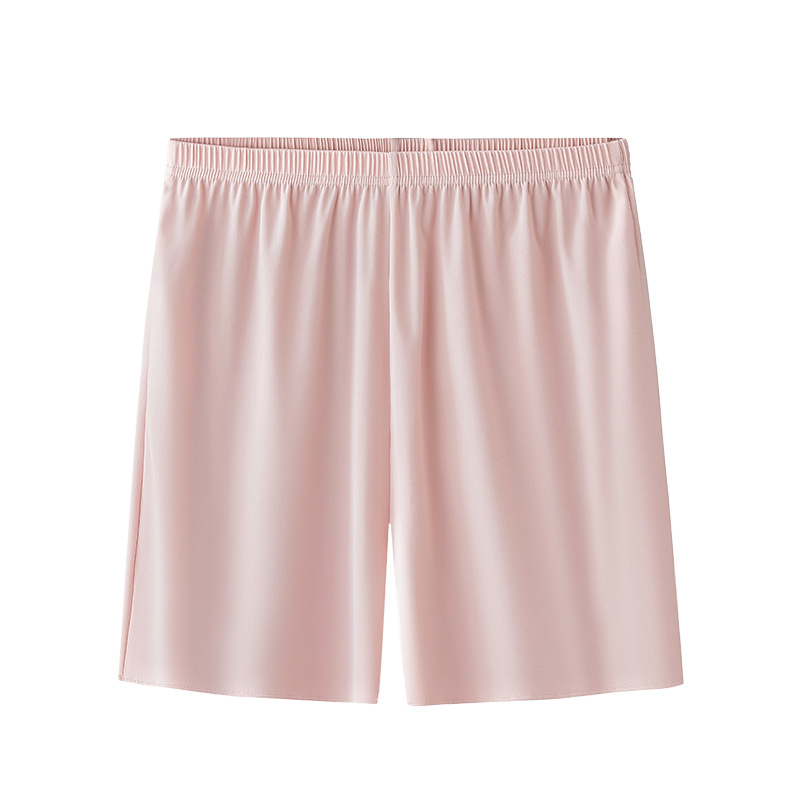 [Boutique de viaje] Seda de hielo de doble cara primavera y verano pantalones Aro delgados para mujer pijama sin costuras de color sólido pantalones cortos elásticos