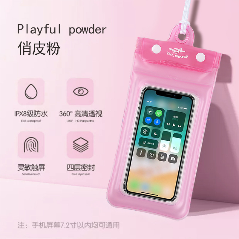 Bolsa impermeable de PVC para teléfonos móviles gran pantalla táctil nadar rafting deportes al aire libre tres capas selladas cubierta impermeable para teléfonos móviles