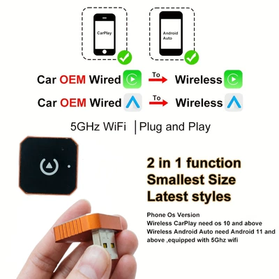 Simsiz CarPlay və Android Auto — Wireless Carplay Box Android - d535-orange-adapter-adapter-cable-14-support-only-overseas-android-apple