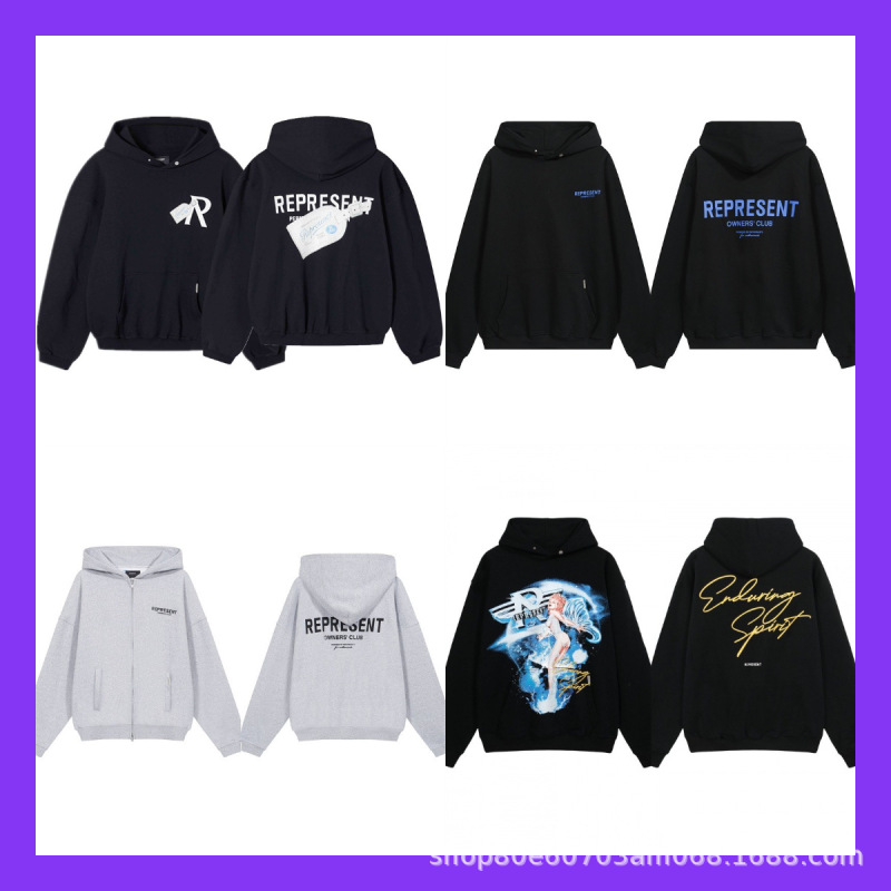Represent Icon Retro American High Street Letter Logo Hooded Sweatshirt Autumn and Winter Trendy Couple's Hoodie