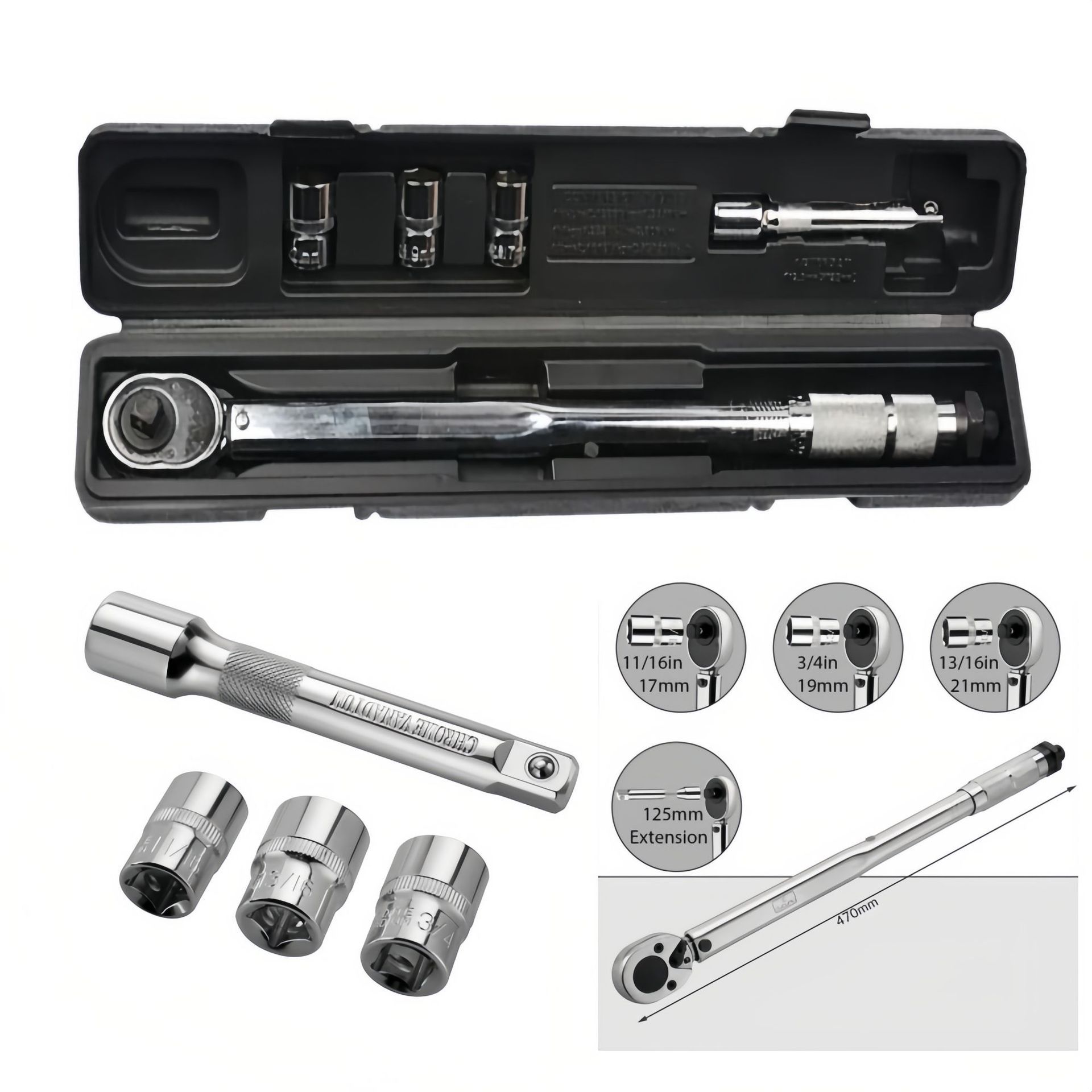 扭力扳手 大飞5件套 1/2" 28-210Nm手动工具汽车维修扭力起