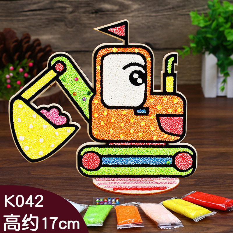 木板スノーフレーク泥絵パール泥粘土絵幼稚園児手作り立体粘着絵画|undefined