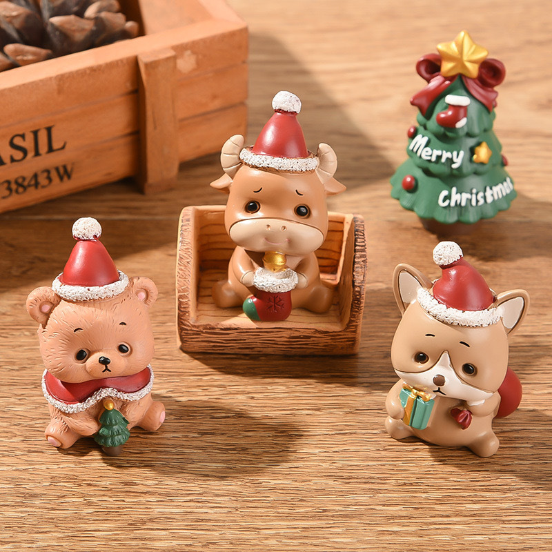 クリスマス樹脂小動物装飾品クリエイティブホームデコレーションミニクリスマスツリー高齢者クリスマスギフト|undefined