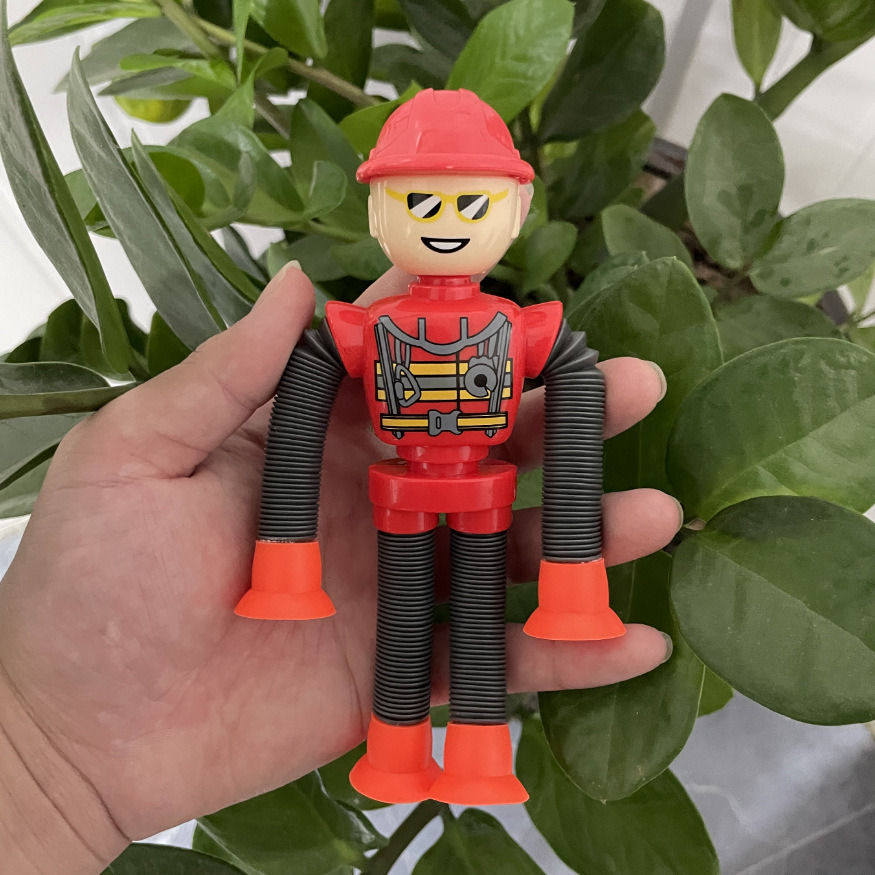 Transfronterizo robot flexible tubo telescópico niño puzzle dibujos animados estirados ventosa interacción padre-hijo creativo juguete descompresión