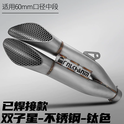Motorcycle Modified Exhaust Pipe DIY Motorcycle exhaust pipe - gemini-tail-section-titanium-color-60mm-welded-version